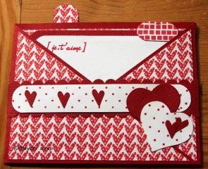 Carte croisée - Saint-Valentin - Rouge et cœurs