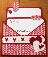 Carte croisée - Saint-Valentin - Rouge et cœurs