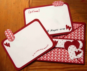 Carte croisée - Saint-Valentin - Rouge et cœurs
